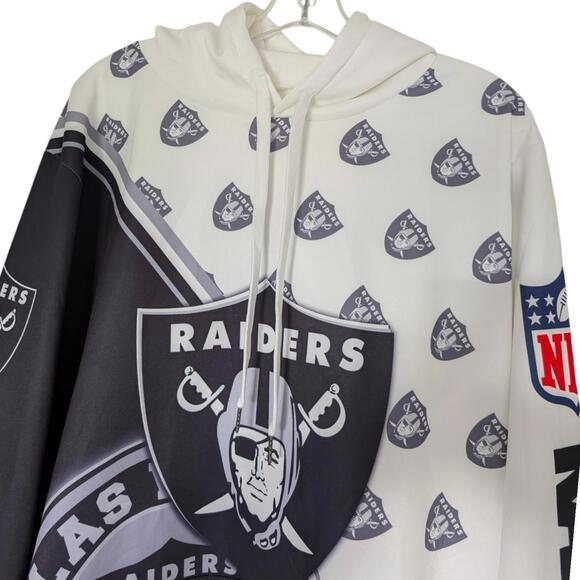 Other - NWOT Las Vegas Raiders Hoodie Mens 3XL Black White Gray NFL Football All Over